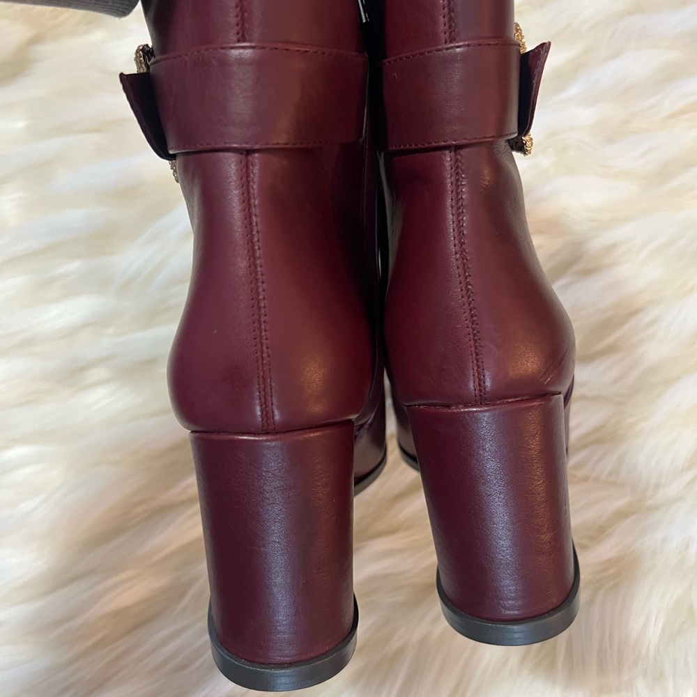 SAM EDELMAN Weslie Leather Wedge Ankle Boots, Burgandy - Picture 10 of 13